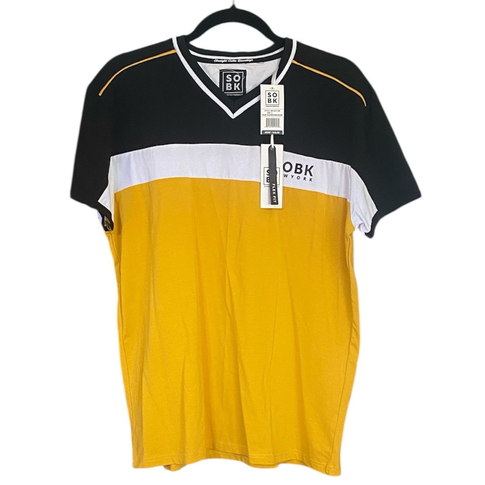 SOBK Men's Black and Mustard Yellow Shirt